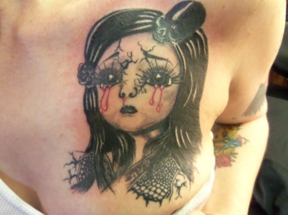 goth crying girl tattoo