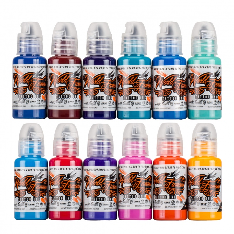 World Famous Tattoo Ink 12 Color Chris Rigoni Shapes and Shadows Set 1oz