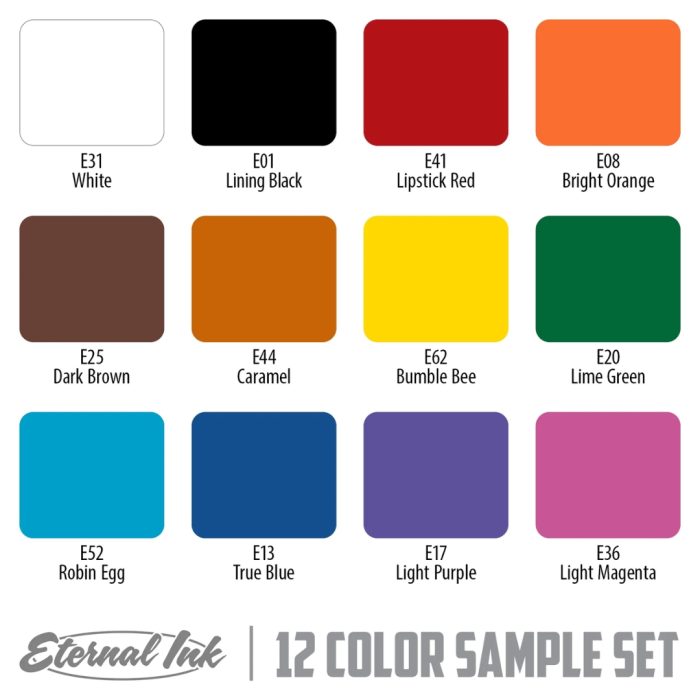 Eternal Ink 12 Bottle Samplle Box Set 1oz