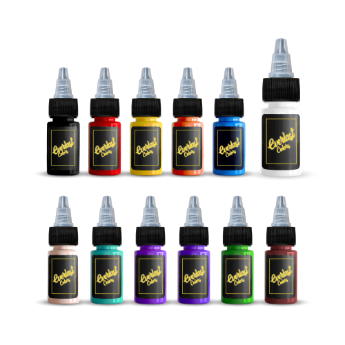 Everlast Artist Set - Black Outliner, Crimson Red, Canary Yellow, Brite Orange, Country Blue, Beach Beige, Teal, Deep Violet, Lavender, Lime Green, Chocolate Brown & Brite White 2oz